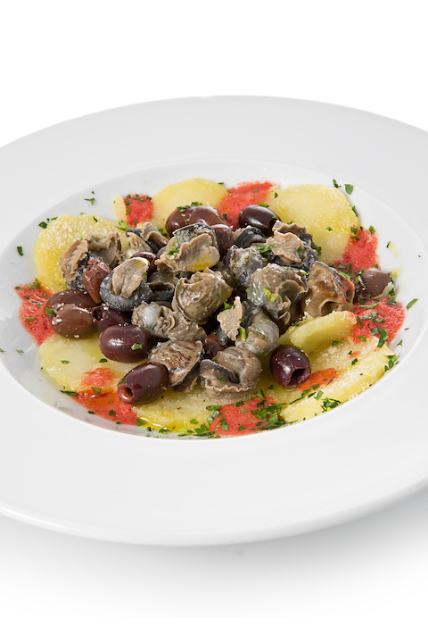 Insalatina tiepida di chiocciole patate e olive taggiasche, Osteria Umberto